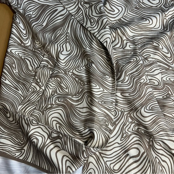 Open Edit Brown and Cream Patterned Trench Coat Lagenlook Artsy - Picture 10 of 12